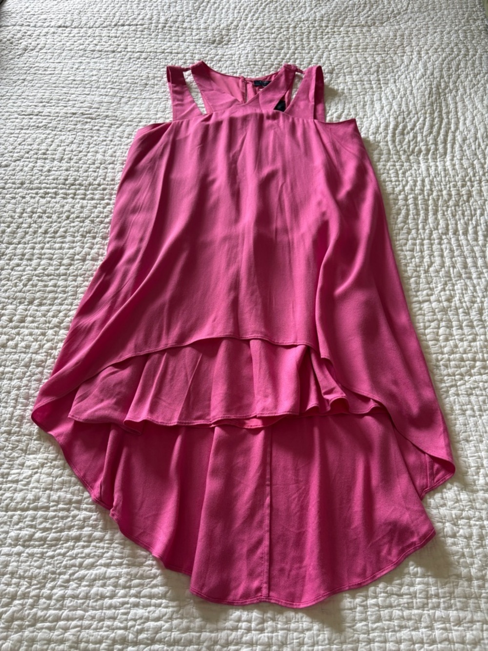 Kaari Blue Fuchsia/Pink High-Low Layered Sleeveless Dress BNWT M